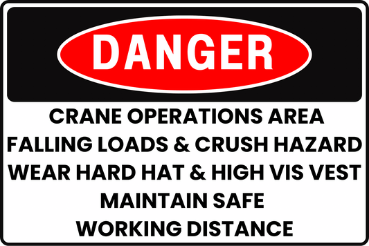 DANGER RAIL YARD CRANE OPERATIONS & OVERHEAD LIFTING LOADS SAFETY SIGN, 8X12 RUST - RESISTANT ALUMINUM WITH UV - RESISTANT GRAPHICS BY CGAP SAFETY - CGAP Industries