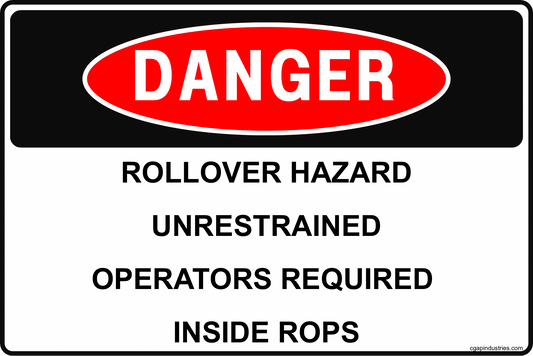 Danger Rollover Hazard Seat Belt Required When Operating With ROPS Sign – 8x12 Rust - Resistant Aluminum Tractor and Equipment Safety Sign by CGAP Safety - CGAP Industries