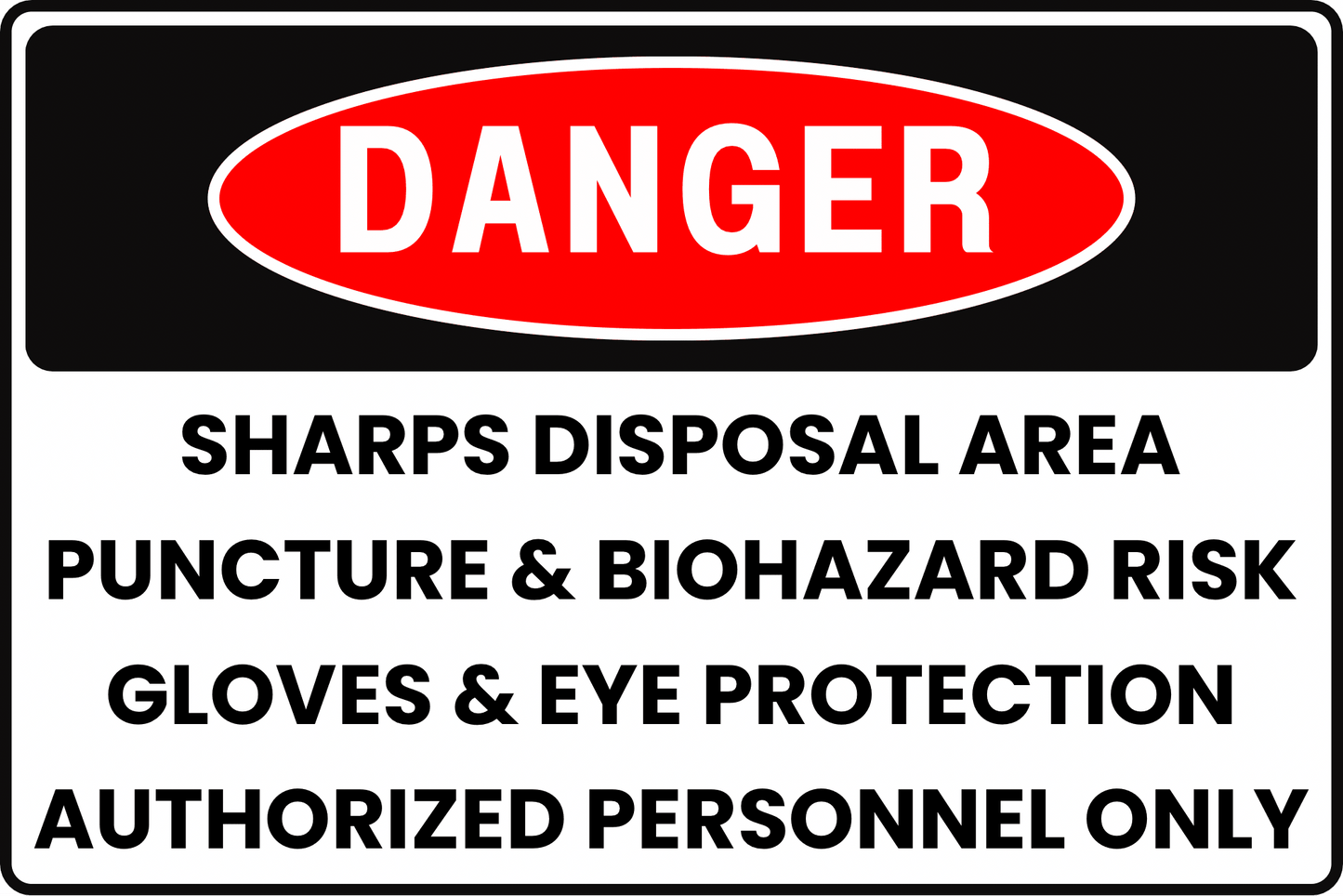 DANGER SHARPS DISPOSAL UNIT BIOHAZARD PUNCTURE RISK SIGN FOR HOSPITALS & CLINICS, 8X12 RUST - RESISTANT ALUMINUM WITH UV - RESISTANT GRAPHICS BY CGAP SAFETY - CGAP Industries