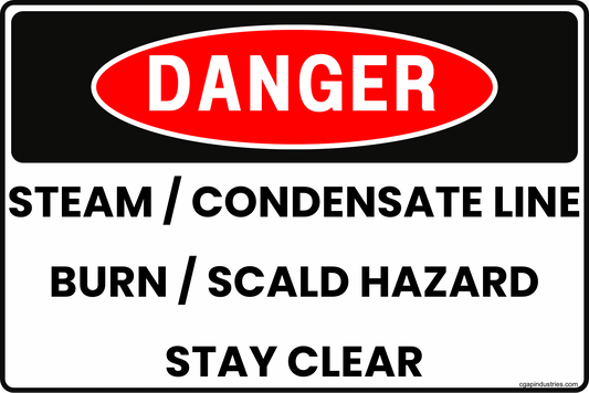 Danger Steam Condensate Line Sign – Burn Scald Hazard Stay Clear, 8x12 Rust - Resistant Aluminum Boiler Room Pipe Safety Sign by CGAP Safety - CGAP Industries