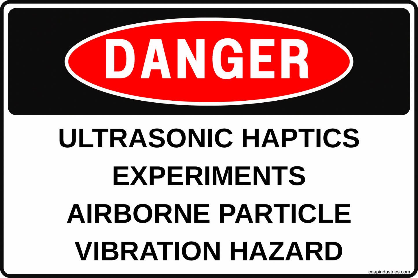 Danger Ultrasonic Haptics Experiments Sign – Airborne Particle Vibration Hazard Warning | 8x12 Aluminum Safety Sign for Labs, R&D, Research Areas, Restricted Testing Zones - CGAP Industries