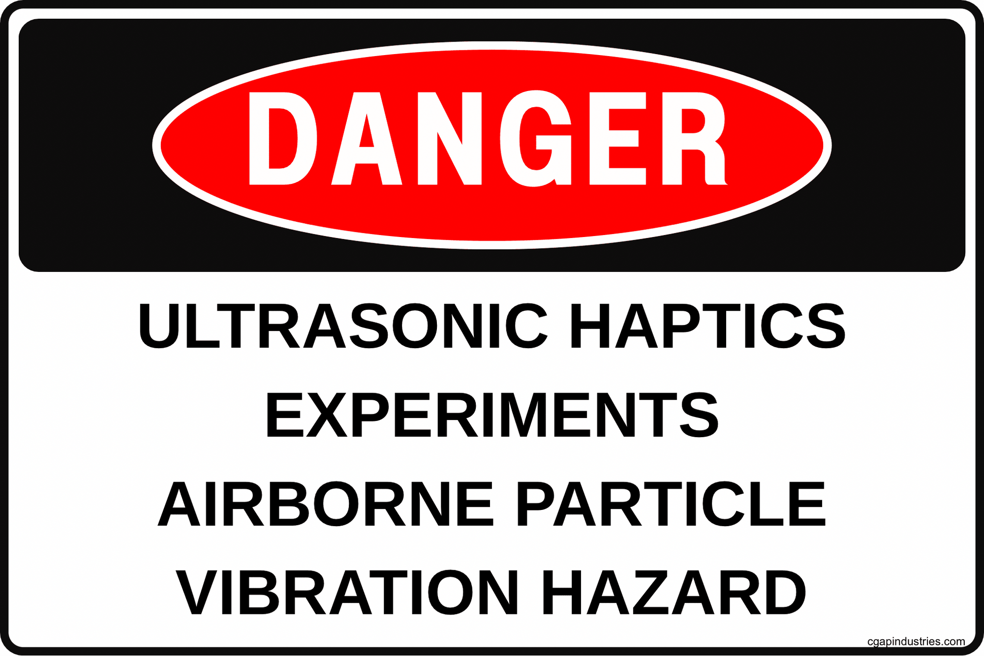Danger Ultrasonic Haptics Experiments Sign – Airborne Particle Vibration Hazard Warning | 8x12 Aluminum Safety Sign for Labs, R&D, Research Areas, Restricted Testing Zones - CGAP Industries