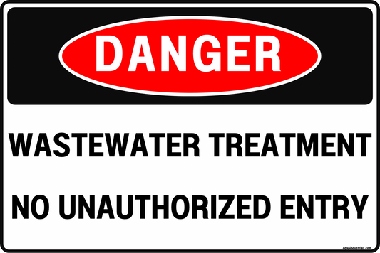 Danger Wastewater Treatment Sign – No Unauthorized Entry – 8x12 Rust - Resistant Aluminum, UV - Resistant, Pre - Drilled – by CGAP Safety - CGAP Industries