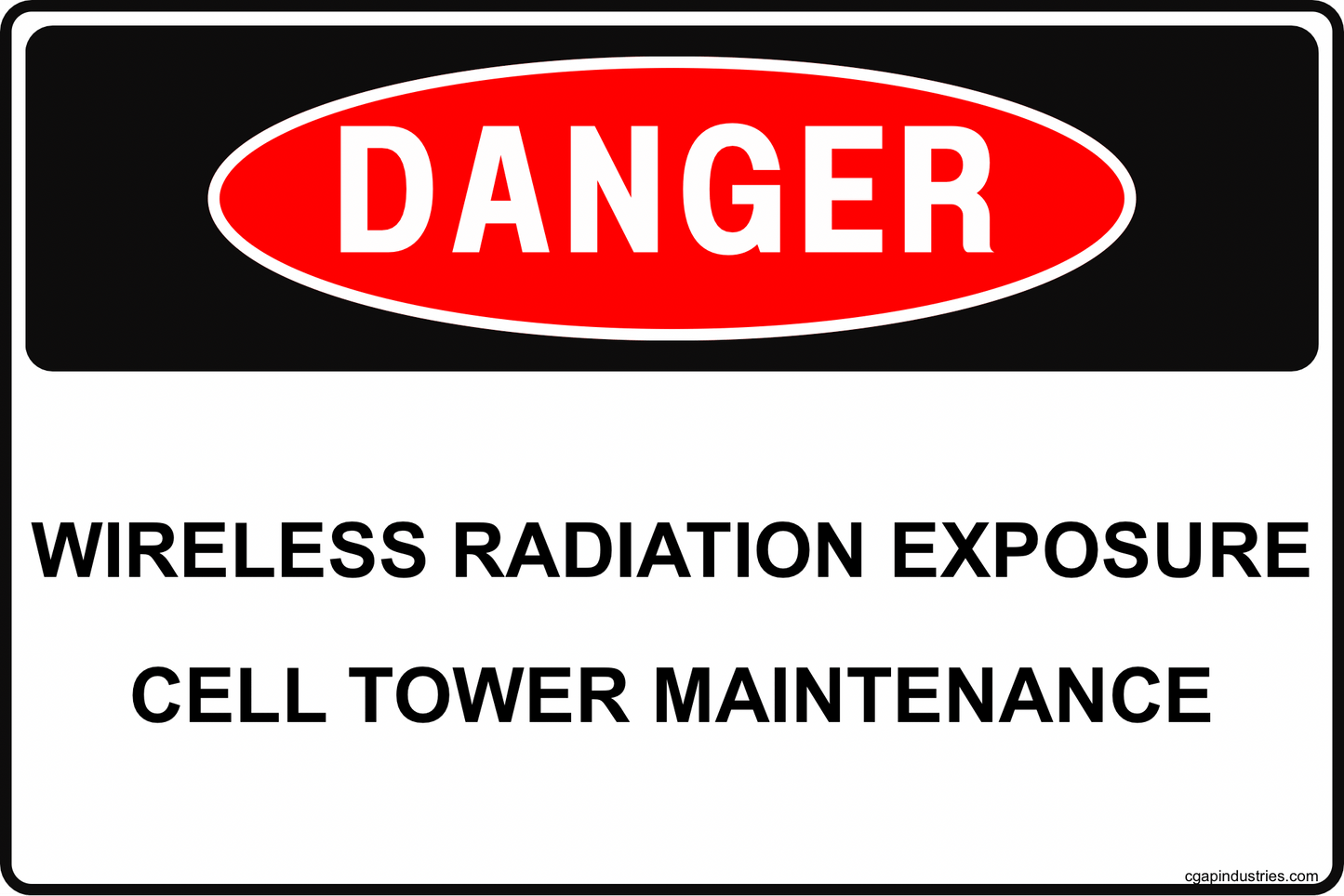 Danger Wireless Radiation Exposure Sign – 8x12 Aluminum Cell Tower Maintenance Area Warning, RF Exposure Safety Sign for Rooftops & Telecom Sites - CGAP Industries