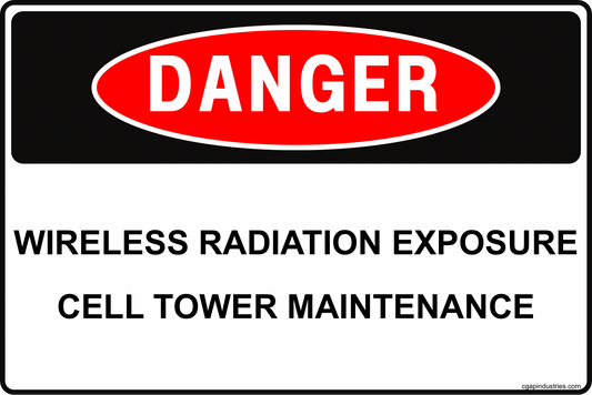 Danger Wireless Radiation Exposure Sign – 8x12 Aluminum Cell Tower Maintenance Area Warning, RF Exposure Safety Sign for Rooftops & Telecom Sites - CGAP Industries