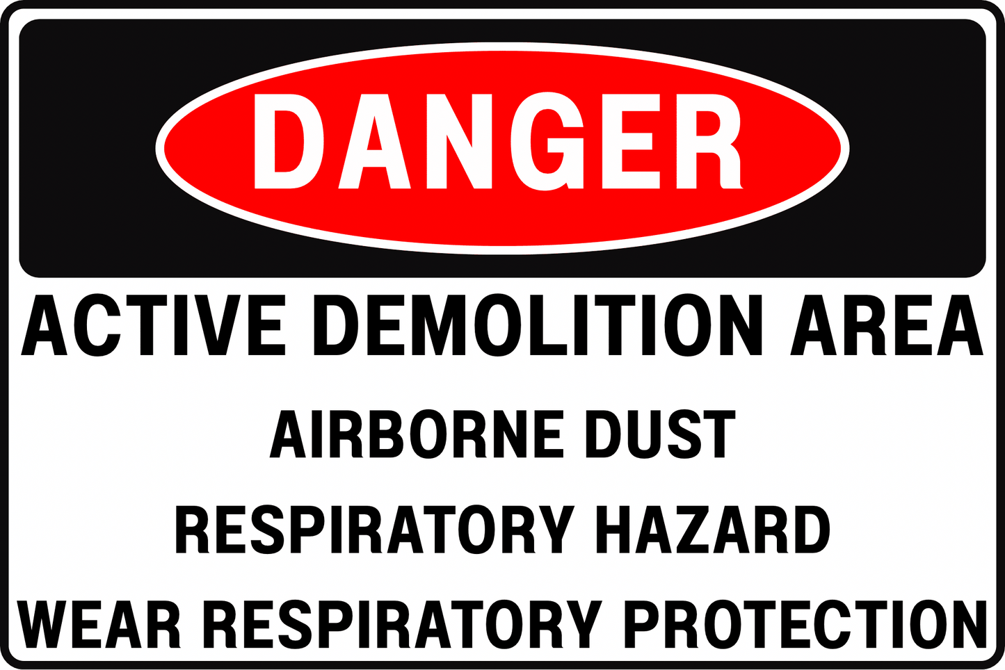 DEMOLITION DUST ZONE DANGER SIGN – RESPIRATORY HAZARD AWARENESS – FOR BUILDING TAKEDOWN OPERATIONS – 8X12 UV - RESISTANT, RUST - RESISTANT ALUMINUM – PROFESSIONAL FACILITY GRADE – BY CGAP SAFETY - CGAP Industries