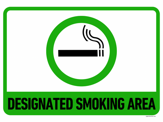 Designated Smoking Area Sign – Green & Black Safety Design | Indoor/Outdoor Decal (8.5 × 11 in) | CGAP Safety - CGAP Industries
