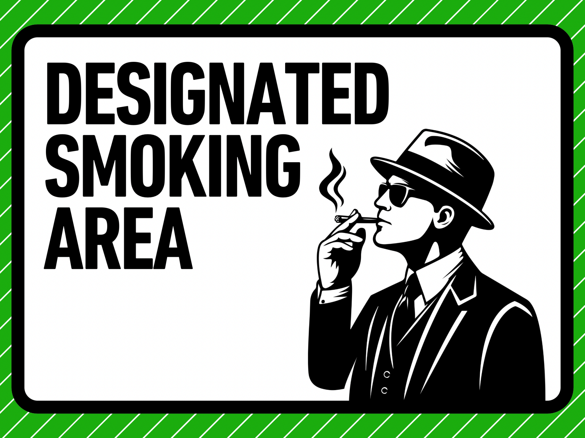 Designated Smoking Area Sign – Green Border with Icon Illustration | I ...