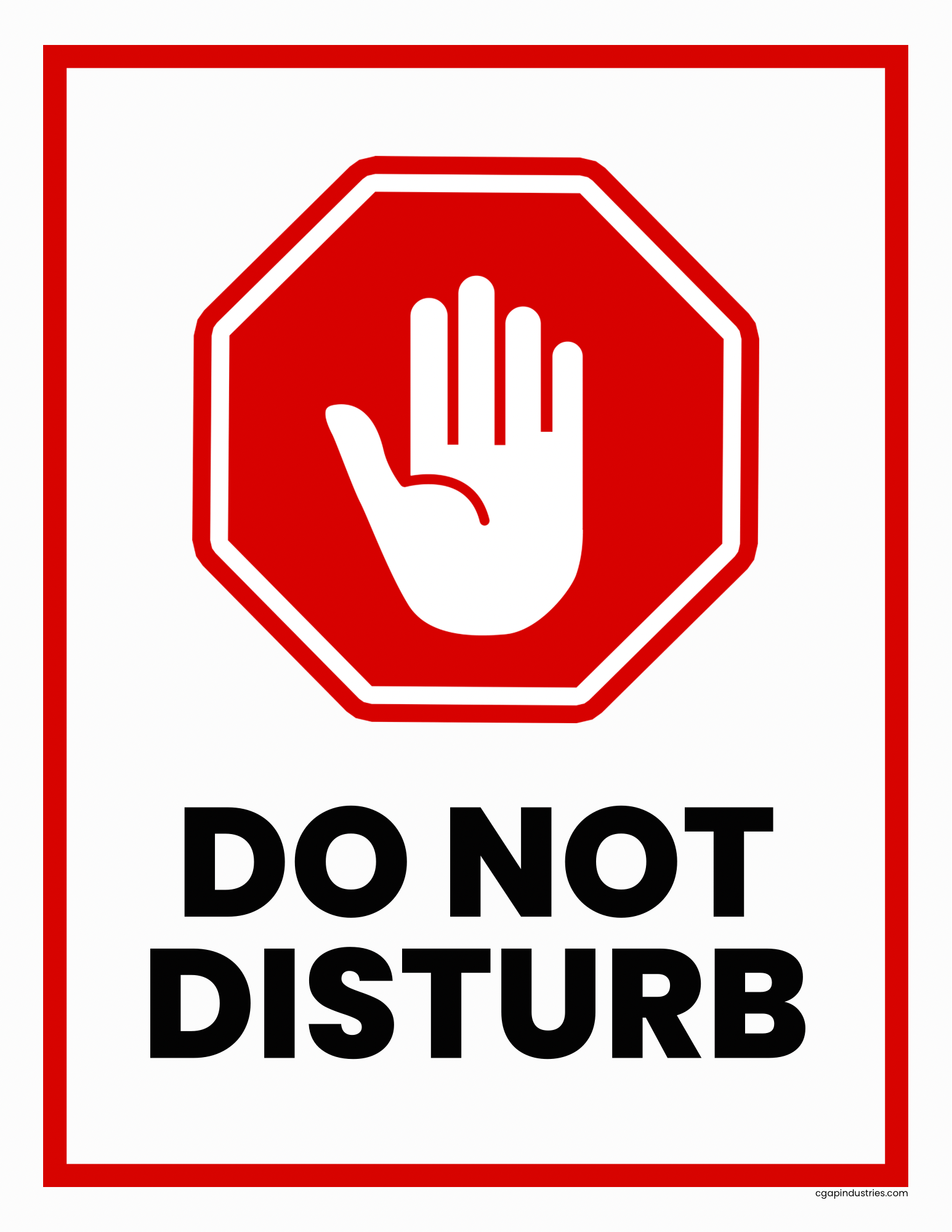 DO NOT DISTURB — Stop Hand Symbol Sign | Peel - and - Stick Door & Facility Decal (8.5 × 11 in) - CGAP Industries