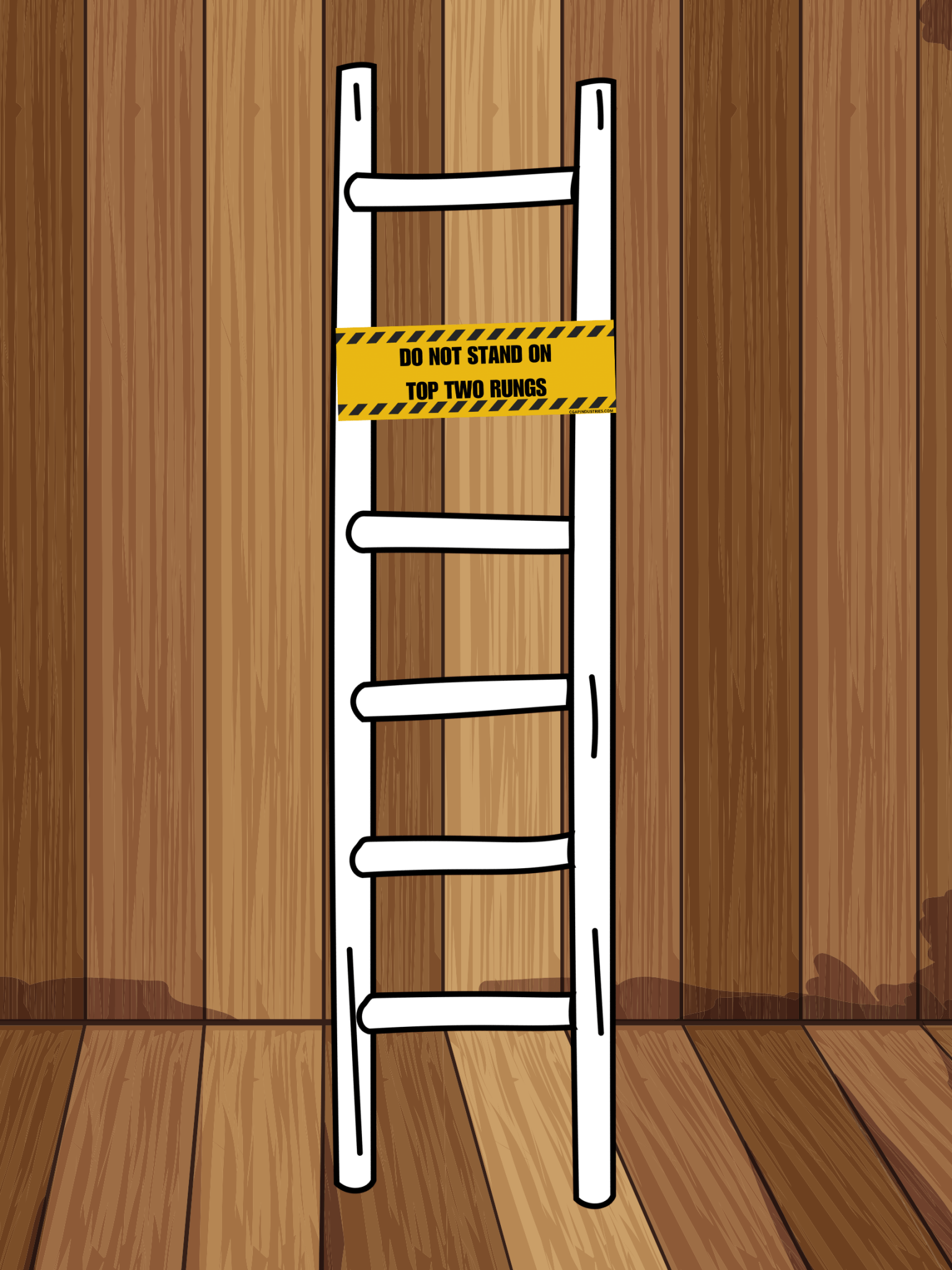 DO NOT STAND ON TOP TWO RUNGS” Ladder Safety Decal (2″×6″ Vinyl – Peel & Stick) - CGAP Industries