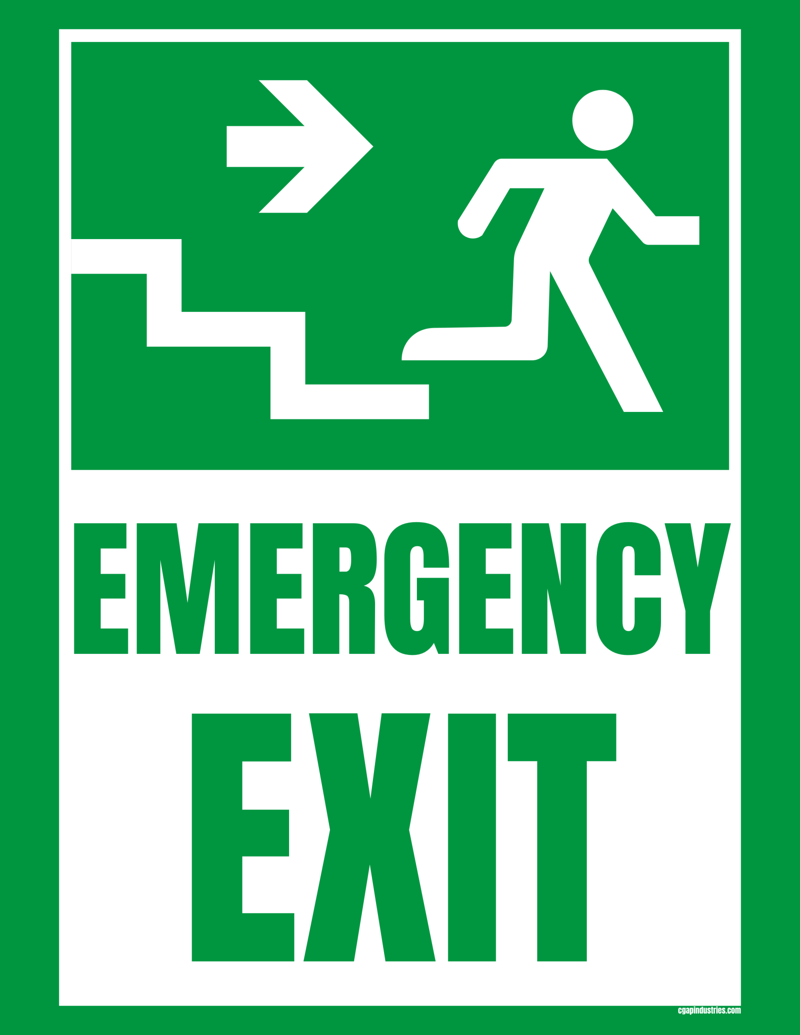 Emergency Exit – Green Peel - and - Stick Safety Sign (8.5 × 11 in) - CGAP Industries