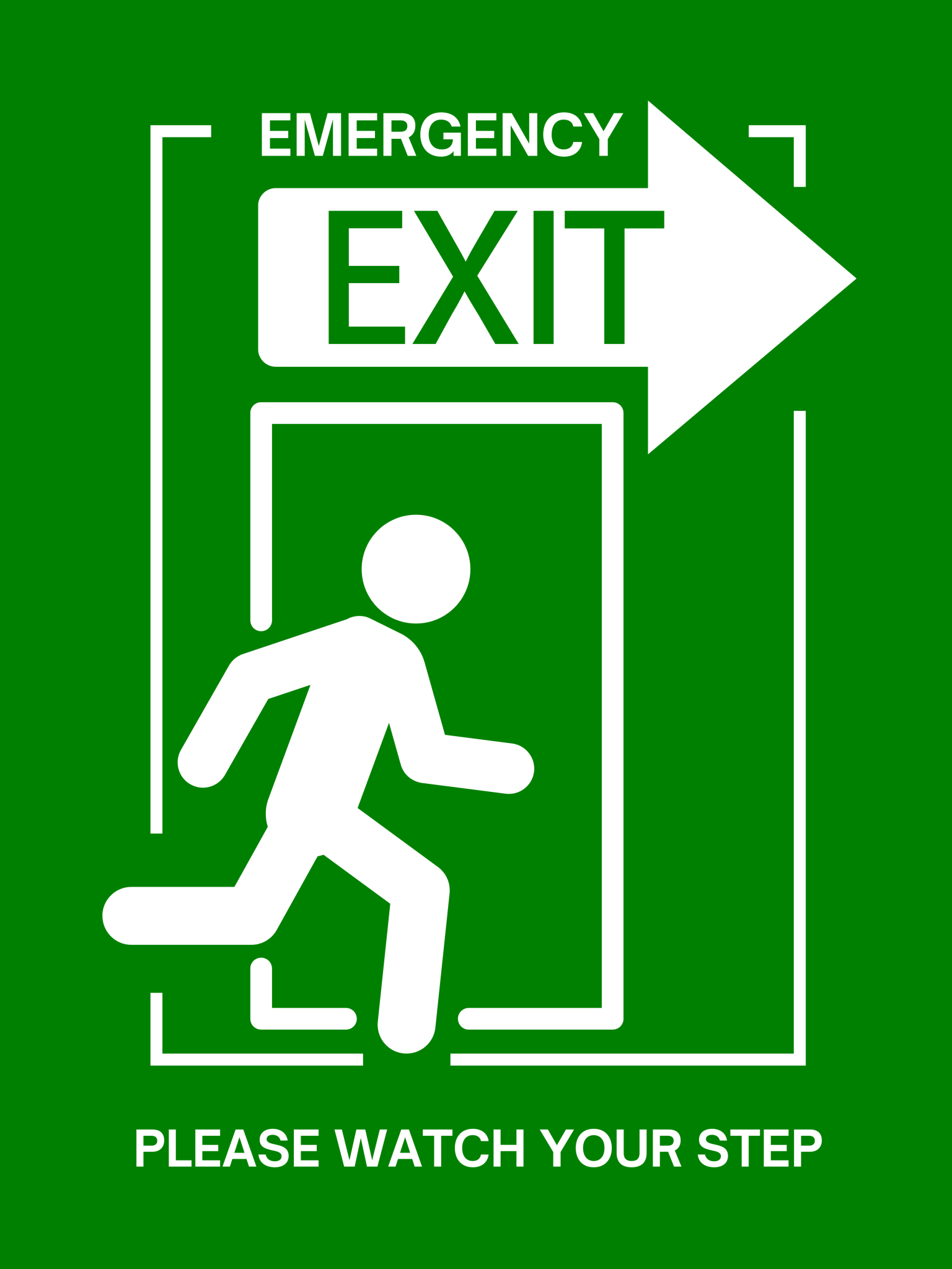 Emergency Exit — Please Watch Your Step (8.5 × 11 in, Peel & Stick, Waterproof) - CGAP Industries