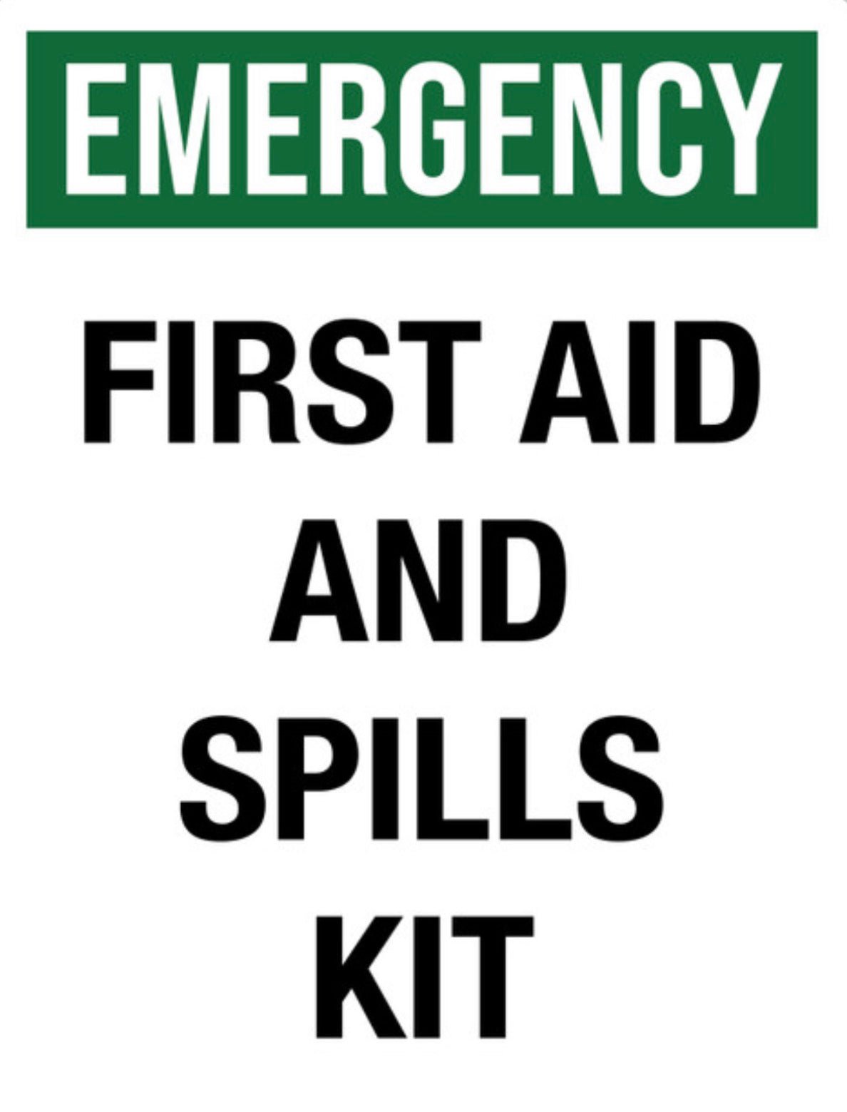 Emergency – First Aid and Spills Kit (8.5” x 11”) Decal - CGAP Industries