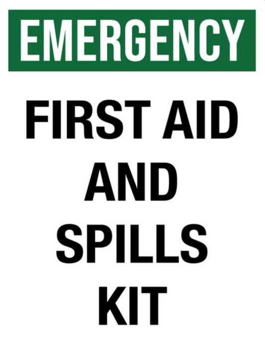 Emergency – First Aid and Spills Kit (8.5” x 11”) Decal - CGAP Industries