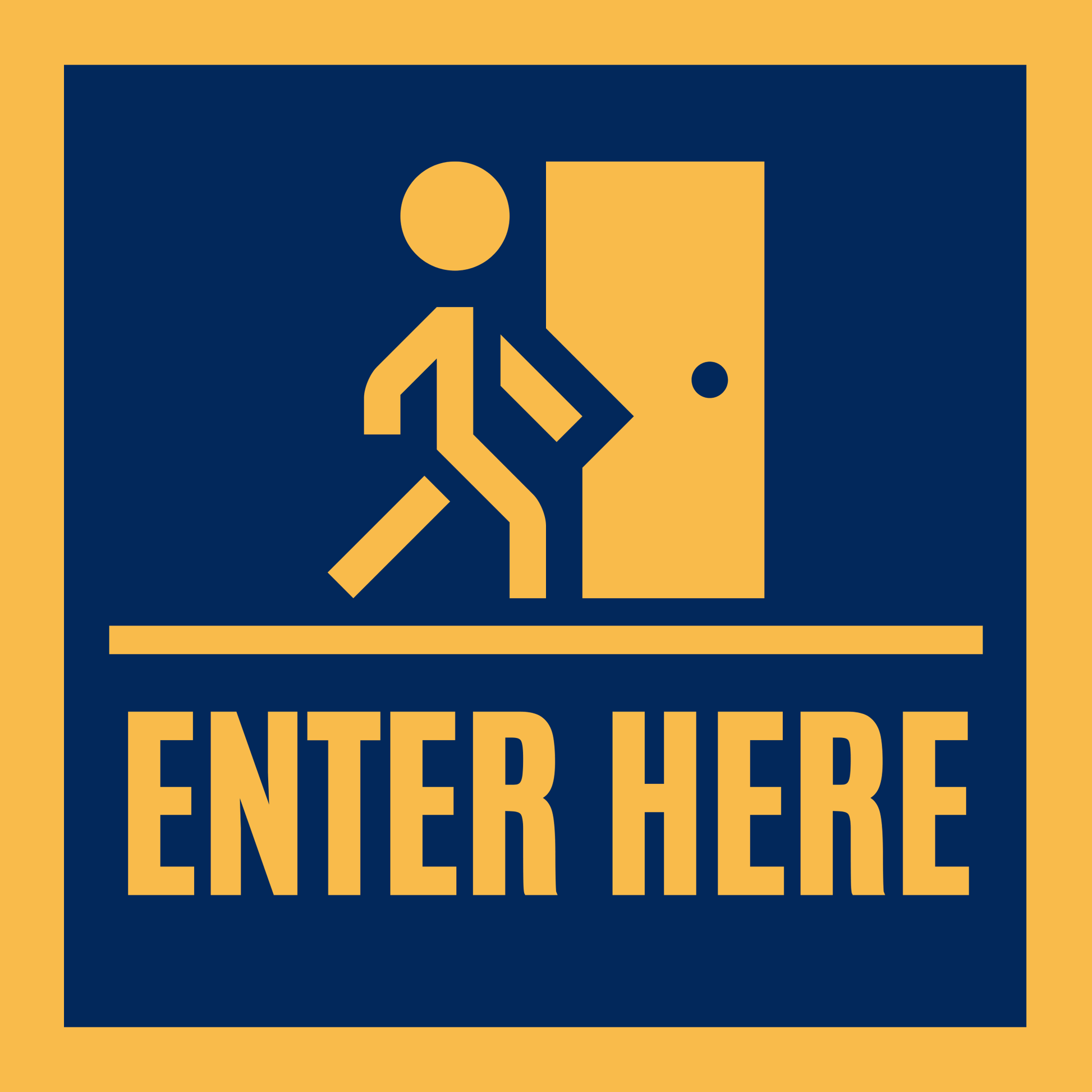 Enter Here Sign — Blue & Yellow Directional Door Decal (8.5 × 11 in, Peel & Stick, Waterproof) - CGAP Industries
