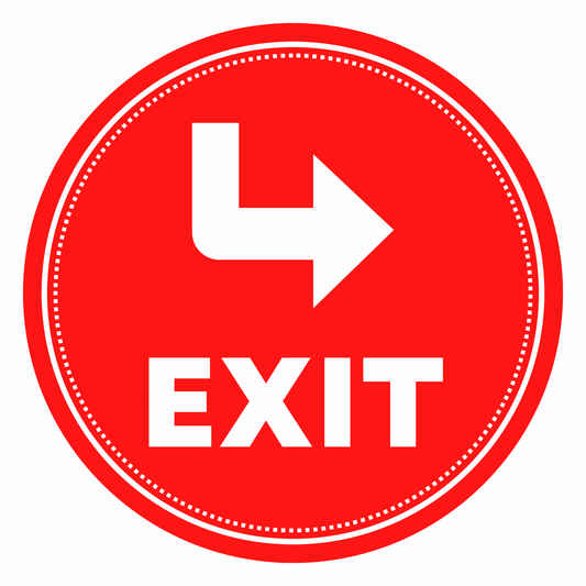 Exit – Right Arrow (Red Circle) Peel - and - Stick Safety Sign (8.5×11 in) - CGAP Industries