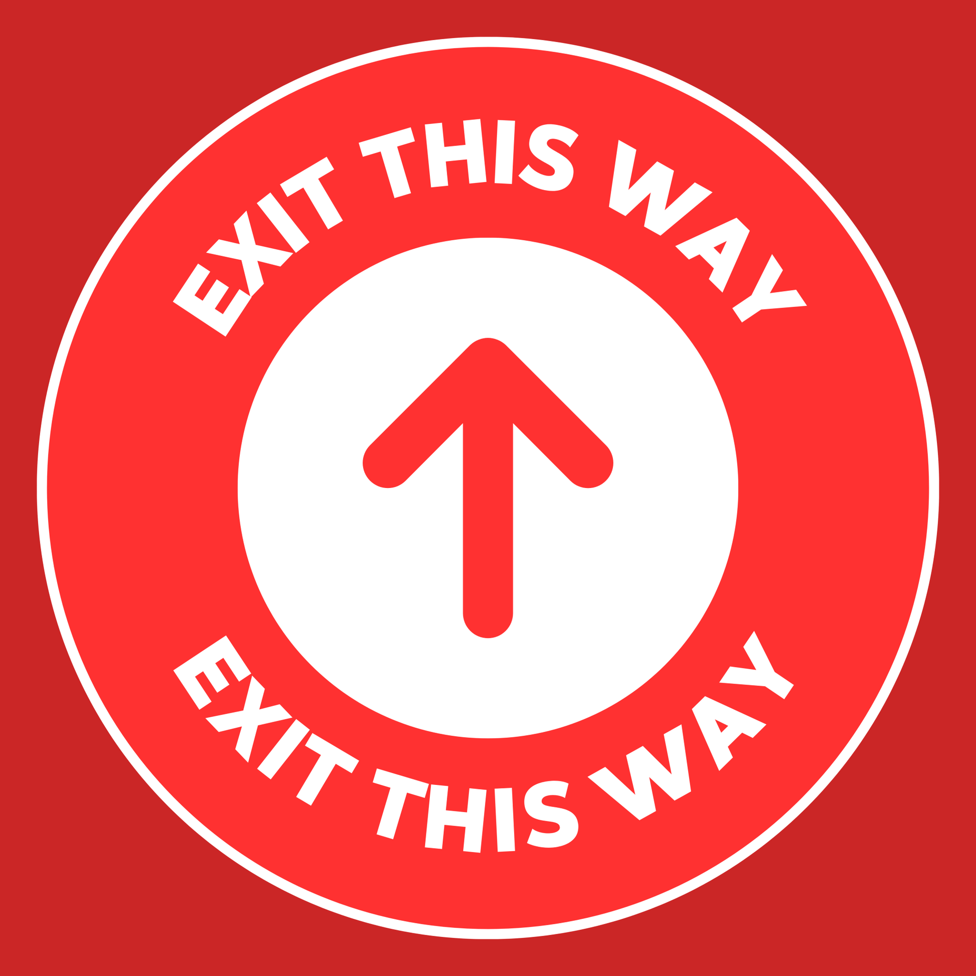 Exit This Way Sign — Red Circular Directional Safety Decal (8.5 × 11 in, Peel & Stick, Waterproof) - CGAP Industries