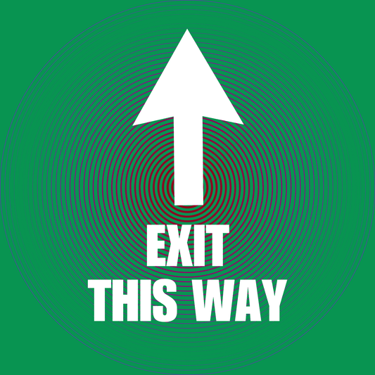 Exit This Way – Up Arrow (Green Circle) Peel - and - Stick Safety Sign (8.5 × 11 in) - CGAP Industries