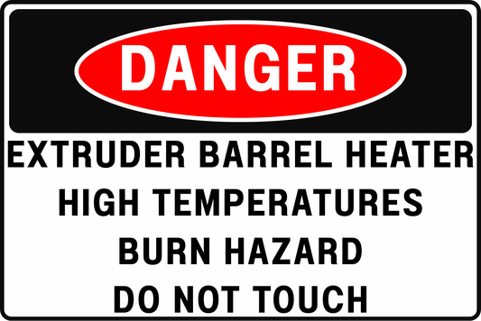 EXTRUDER BARREL HEATER DANGER SIGN – BURN HAZARD – FOR PLASTIC PROCESSING PLANTS – 8X12 UV - RESISTANT, RUST - RESISTANT ALUMINUM – PROFESSIONAL FACILITY GRADE – BY CGAP SAFETY - CGAP Industries