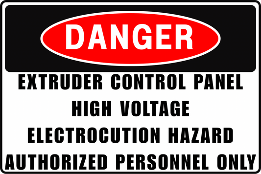 EXTRUDER CONTROL PANEL DANGER SIGN – ELECTROCUTION HAZARD – FOR INDUSTRIAL EXTRUSION – 8X12 UV - RESISTANT, RUST - RESISTANT ALUMINUM – PROFESSIONAL FACILITY GRADE – BY CGAP SAFETY - CGAP Industries