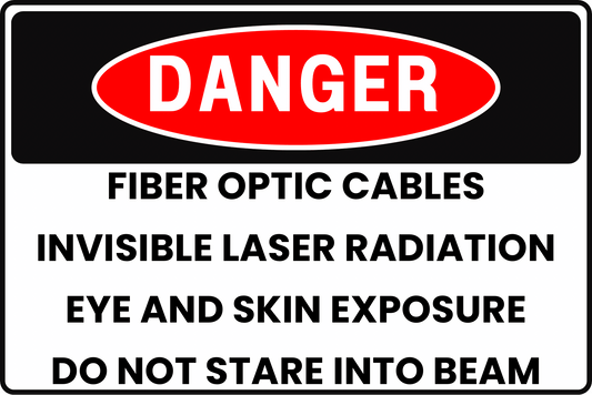 FIBER OPTIC CABLES DANGER SIGN – INVISIBLE LASER REGULATED EXPOSURE AREA – FOR DATA CENTERS AND TELECOM FACILITIES – 8X12 UV - RESISTANT, RUST - RESISTANT ALUMINUM – PROFESSIONAL FACILITY GRADE – BY CGAP SAFETY - CGAP Industries