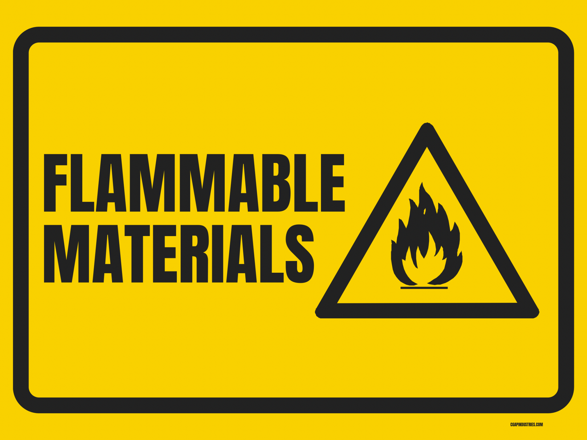 Flammable Materials – 8.5” x 11” Waterproof Adhesive Safety Decal - CGAP Industries