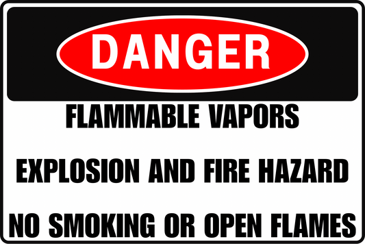 FLAMMABLE VAPORS DANGER SIGN – NO SMOKING FIRE RISK – FOR HAZARDOUS PROCESSING AREAS – 8X12 UV - RESISTANT, RUST - RESISTANT ALUMINUM – PROFESSIONAL FACILITY GRADE – BY CGAP SAFETY - CGAP Industries