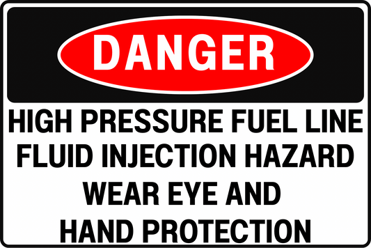 FUEL TRANSFER LINE DANGER SIGN – HIGH PRESSURE FLUID – FOR FUEL BUNKERING OPERATIONS – 8X12 UV - RESISTANT, RUST - RESISTANT ALUMINUM – PROFESSIONAL FACILITY GRADE – BY CGAP SAFETY - CGAP Industries