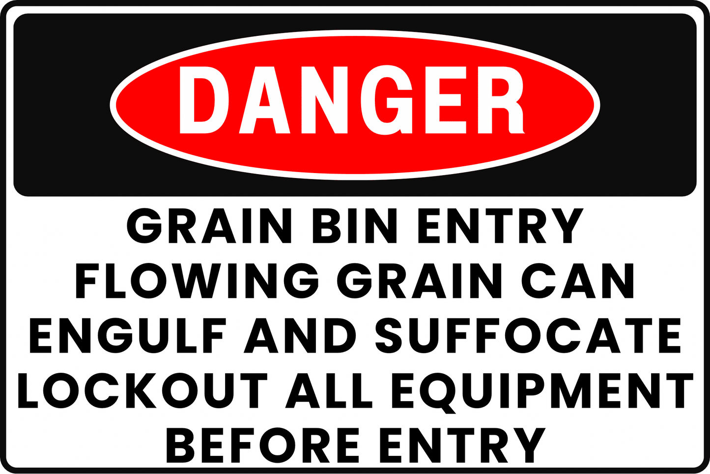 GRAIN SILO DANGER SIGN – ENGULFMENT HAZARD – FOR GRAIN MILLING SILOS – 8X12 UV - RESISTANT, RUST - RESISTANT ALUMINUM – PROFESSIONAL FACILITY GRADE – BY CGAP SAFETY - CGAP Industries
