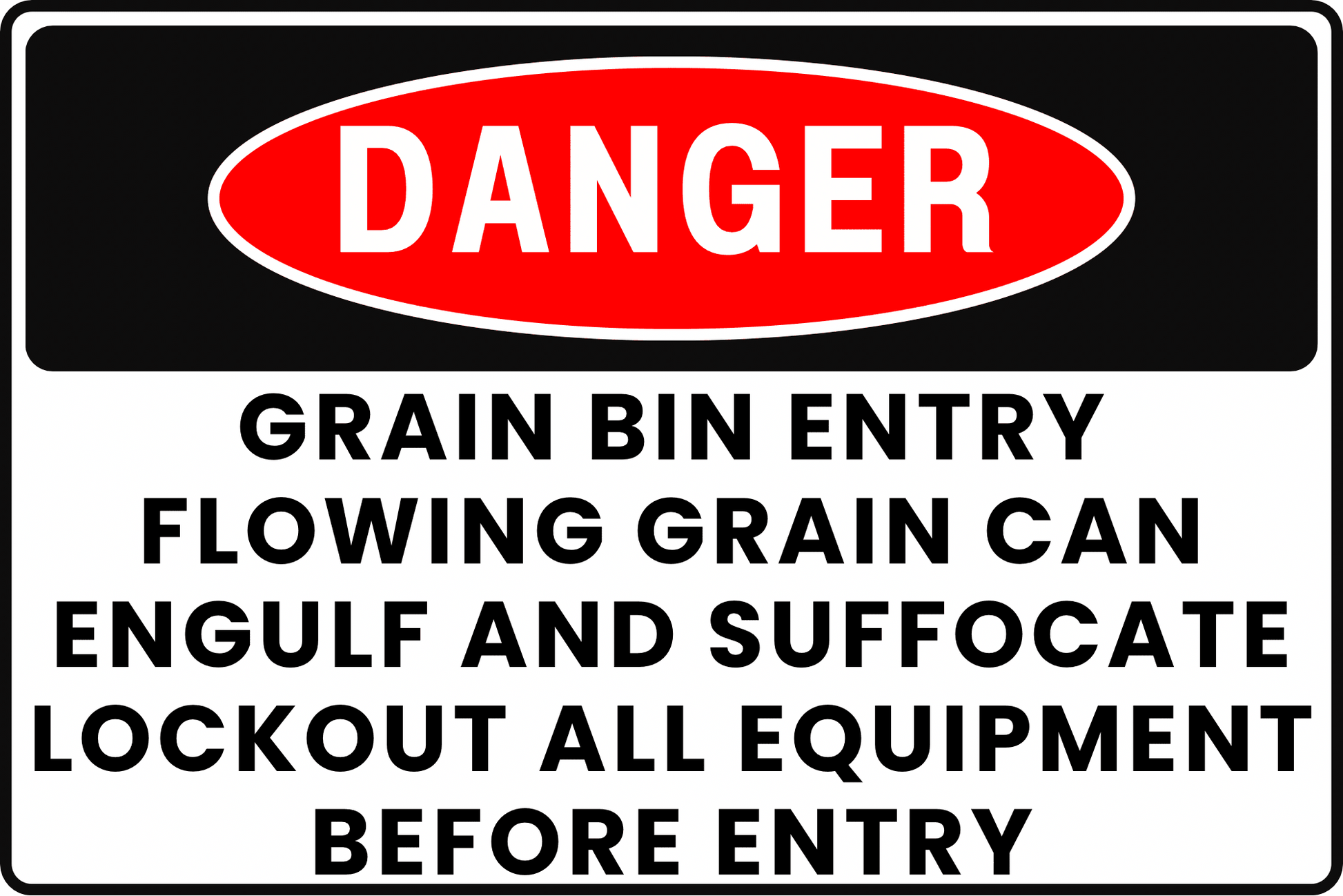 GRAIN SILO DANGER SIGN – ENGULFMENT HAZARD – FOR GRAIN MILLING SILOS – 8X12 UV - RESISTANT, RUST - RESISTANT ALUMINUM – PROFESSIONAL FACILITY GRADE – BY CGAP SAFETY - CGAP Industries