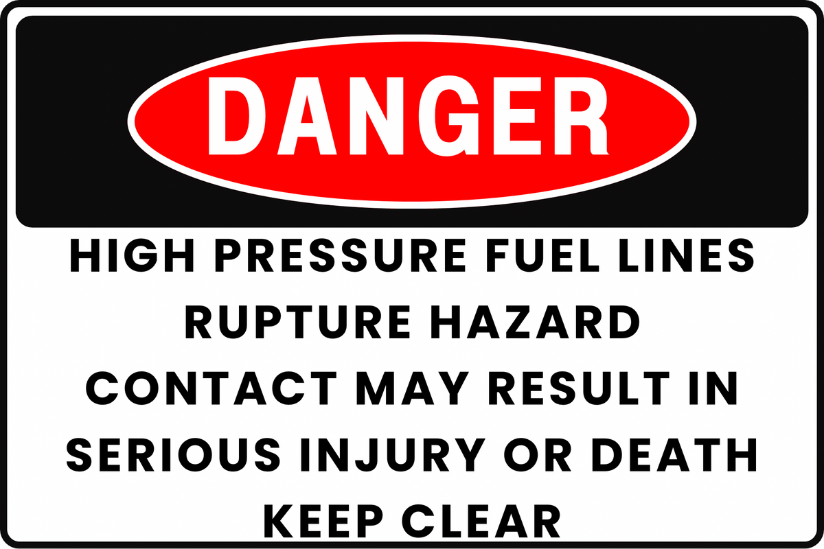 HIGH PRESSURE FUEL LINES RUPTURE HAZARD DANGER SAFETY SIGN, 8X12 RUST - RESISTANT ALUMINUM WITH UV - RESISTANT BY CGAP SAFETY - CGAP Industries