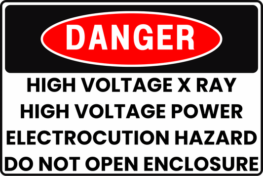 HIGH VOLTAGE X - RAY DANGER SIGN – ELECTROSTATIC SHOCK – FOR IMAGING EQUIPMENT ROOMS – 8X12 UV - RESISTANT, RUST - RESISTANT ALUMINUM – PROFESSIONAL FACILITY GRADE – BY CGAP SAFETY - CGAP Industries
