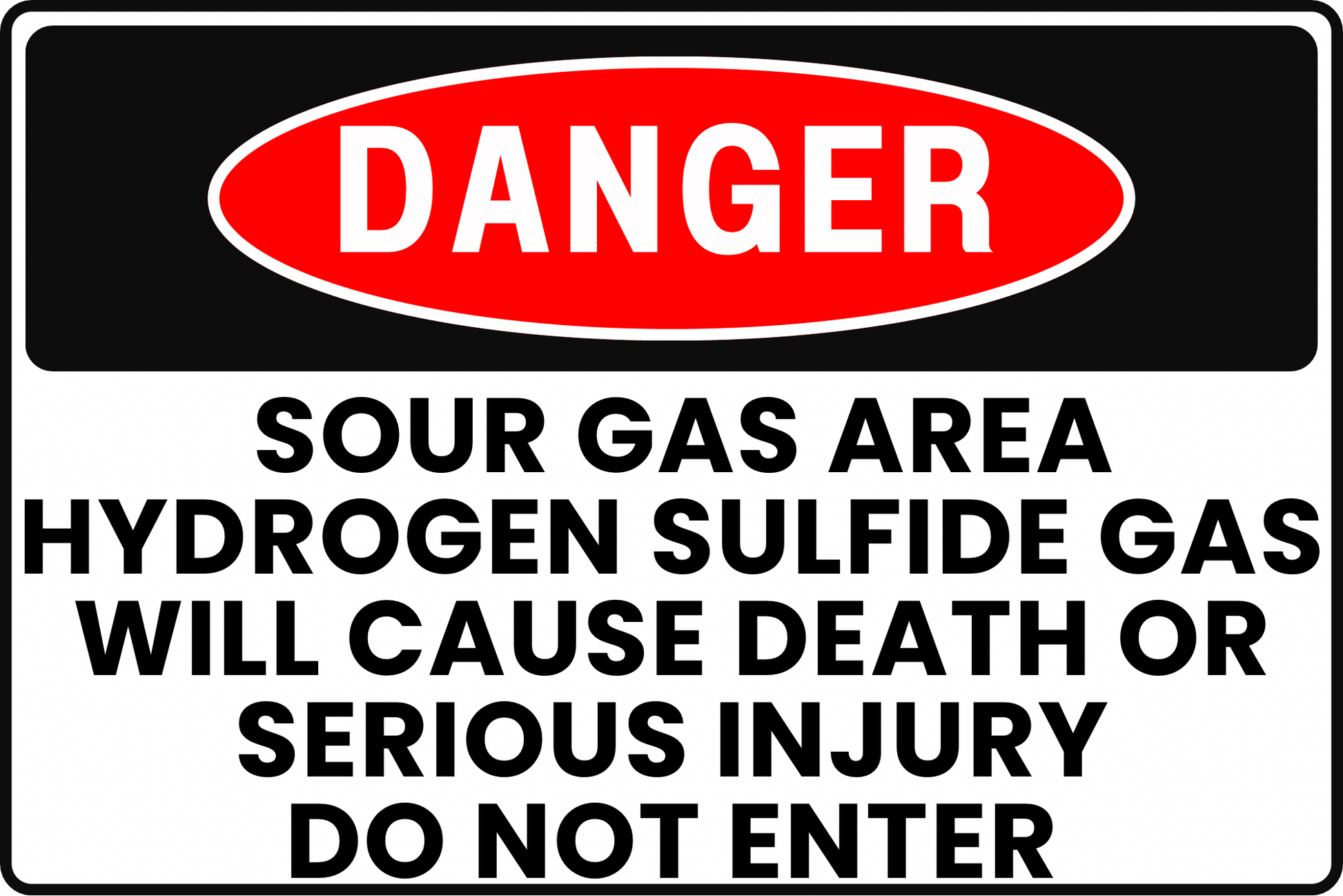 HYDROGEN SULFIDE GAS DANGER SIGN – H2S RESTRICTED ATMOSPHERE CONTROL – FOR GAS SWEETENING PLANTS – 8X12 UV - RESISTANT, RUST - RESISTANT ALUMINUM – PROFESSIONAL FACILITY GRADE – BY CGAP SAFETY - CGAP Industries
