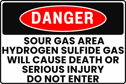 HYDROGEN SULFIDE GAS DANGER SIGN – H2S RESTRICTED ATMOSPHERE CONTROL – FOR GAS SWEETENING PLANTS – 8X12 UV - RESISTANT, RUST - RESISTANT ALUMINUM – PROFESSIONAL FACILITY GRADE – BY CGAP SAFETY - CGAP Industries