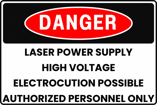 INDUSTRIAL LASER POWER SUPPLY HIGH VOLTAGE ELECTROCUTION DANGER SAFETY SIGN, 8X12 RUST - RESISTANT ALUMINUM WITH UV - RESISTANT GRAPHICS BY CGAP SAFETY - CGAP Industries