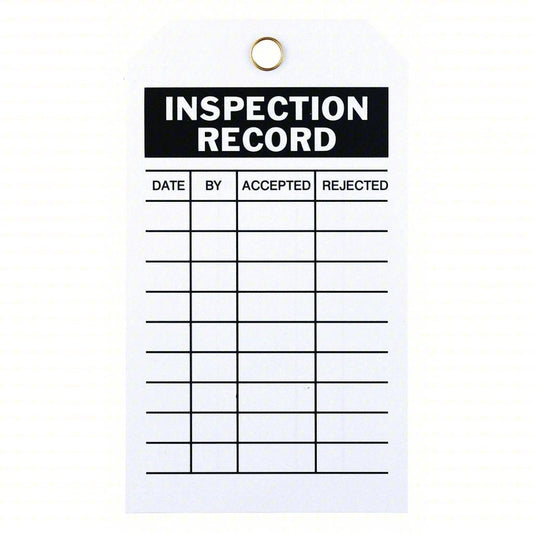 INSPECTION RECORD Tag — Write - On • Waterproof • Grommeted - CGAP Industries
