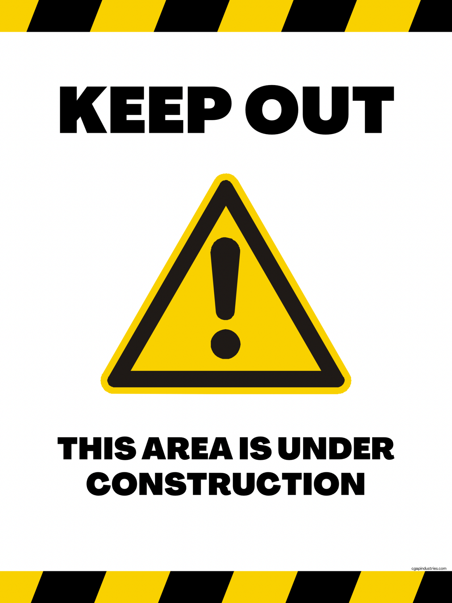 Keep Out – Under Construction Area Sign | Yellow & Black Safety Decal (8.5 × 11 in) | CGAP Safety - CGAP Industries