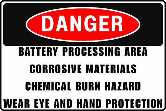 LEAD ACID BATTERY SORTING DANGER SIGN – CHEMICAL BURN HAZARD – FOR INDUSTRIAL BATTERY RECYCLING – 8X12 UV - RESISTANT RUST - RESISTANT ALUMINUM – PROFESSIONAL FACILITY GRADE – BY CGAP SAFETY - CGAP Industries