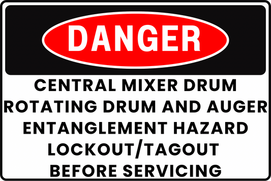 Mixer Drum System Danger Sign – Rotating Components Entanglement Hazard, Lockout/Tagout Before Servicing – 8x12 Rust - Resistant Aluminum Sign by CGAP Safety - CGAP Industries