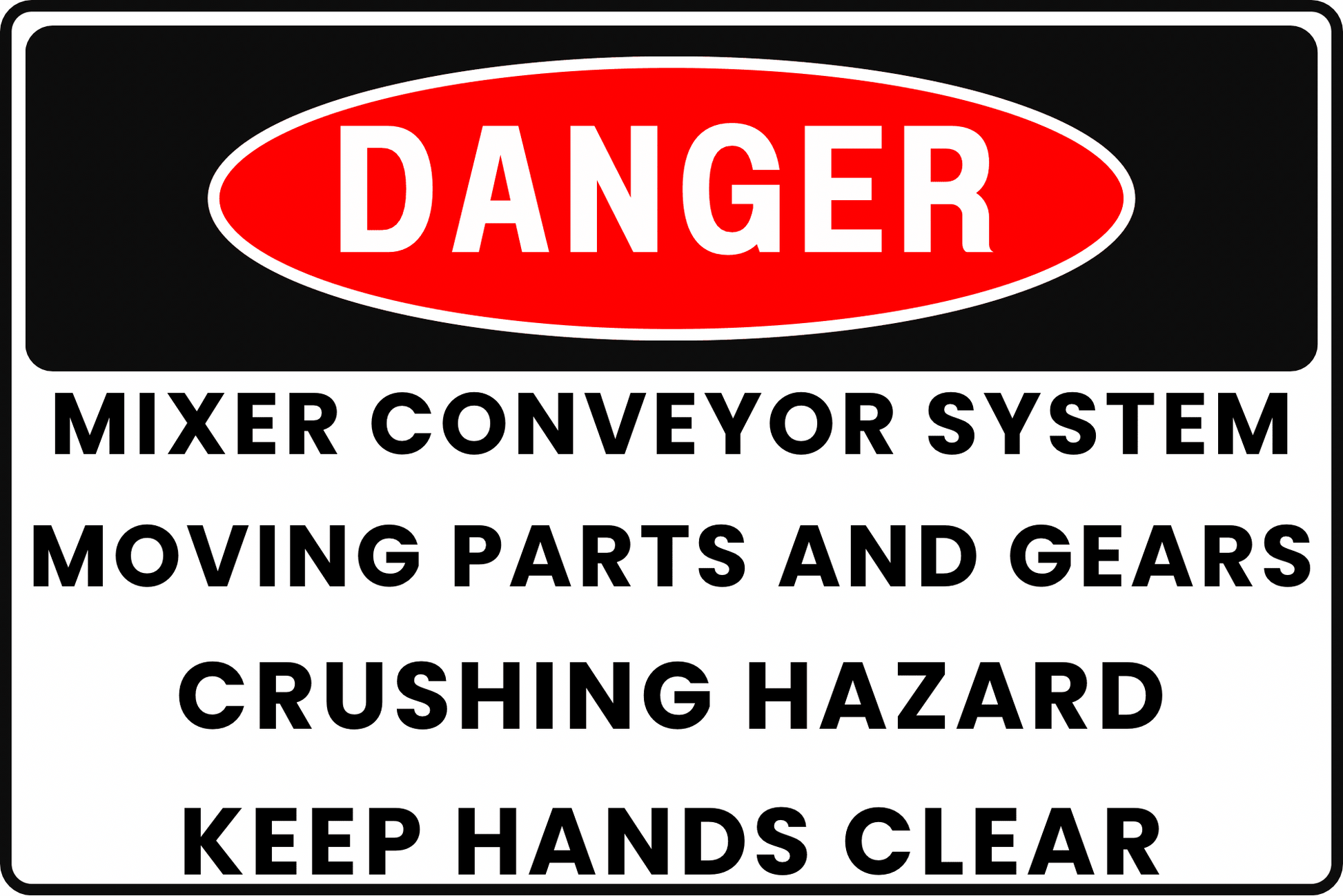 MIXER MATERIAL HOPPER DANGER SIGN – FALLING AGGREGATE AND IMPACT RISK – FOR CEMENT PLANTS – 8X12 UV - RESISTANT, RUST - RESISTANT ALUMINUM – PROFESSIONAL FACILITY GRADE – BY CGAP SAFETY - CGAP Industries