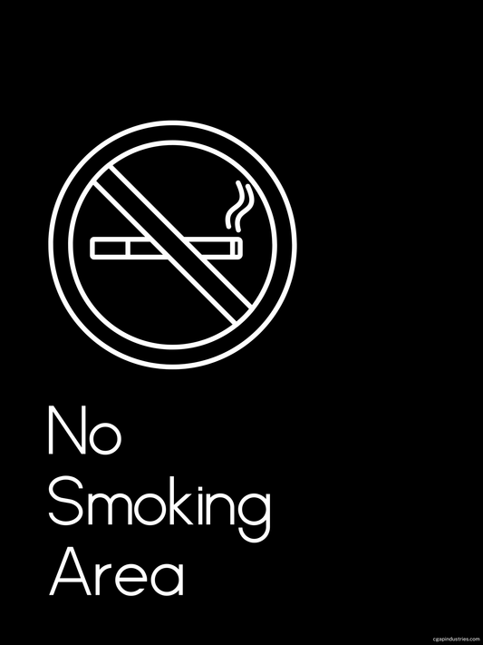 No Smoking Area Sign – Modern Black & White Design | Indoor/Outdoor Safety Decal (8.5 × 11 in) | CGAP Safety - CGAP Industries