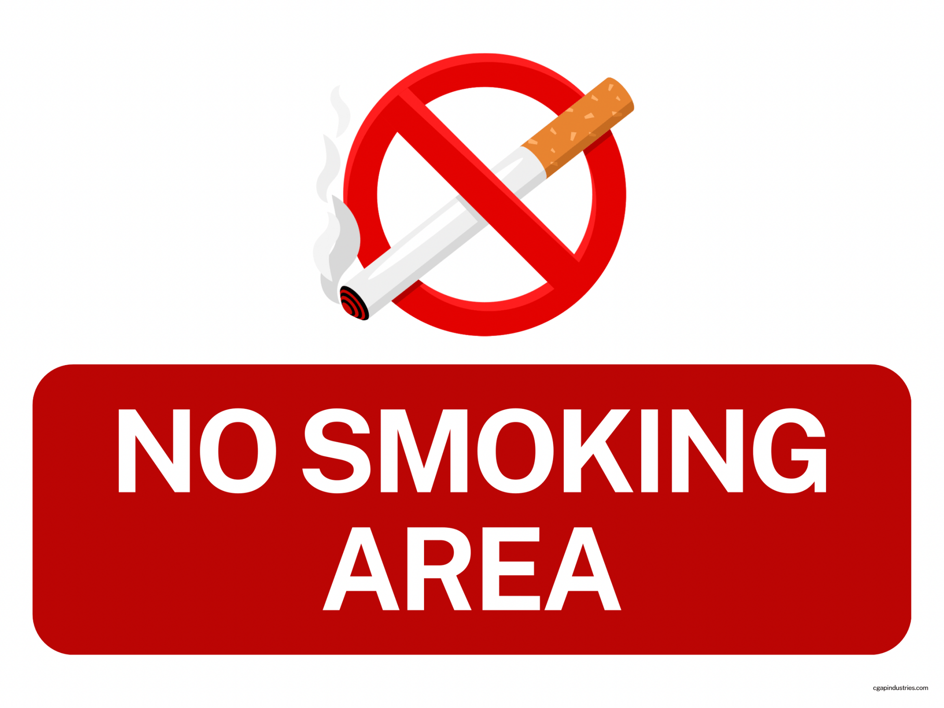 No Smoking Area Sign – Red & White Safety Design | Indoor/Outdoor Decal (8.5 × 11 in) | CGAP Safety - CGAP Industries