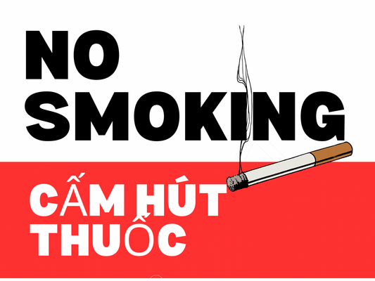 No Smoking / CẤM HÚT THUỐC – Bilingual Vietnamese Safety Sign (8.5 × 11 in) - CGAP Industries