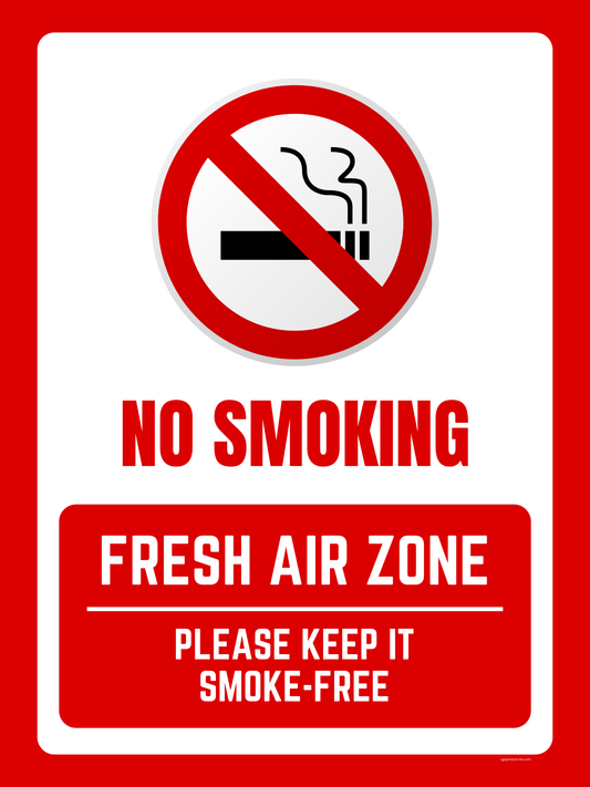 No Smoking – Fresh Air Zone Sign | Red & White Safety Decal (8.5 × 11 in) | CGAP Safety - CGAP Industries