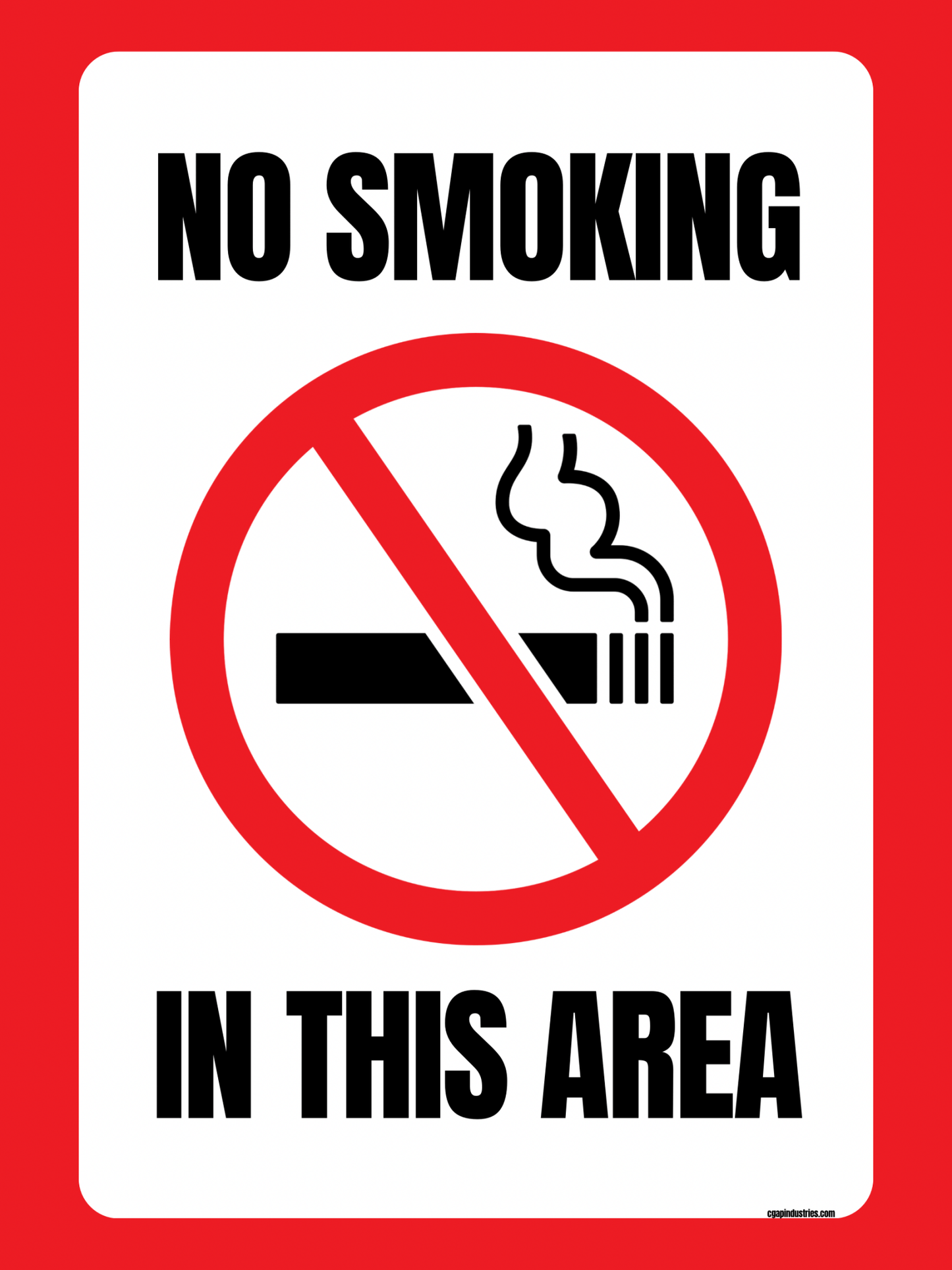 No Smoking In This Area Sign – Red & White Peel - and - Stick Safety Decal (8.5 × 11 in) | CGAP Safety - CGAP Industries