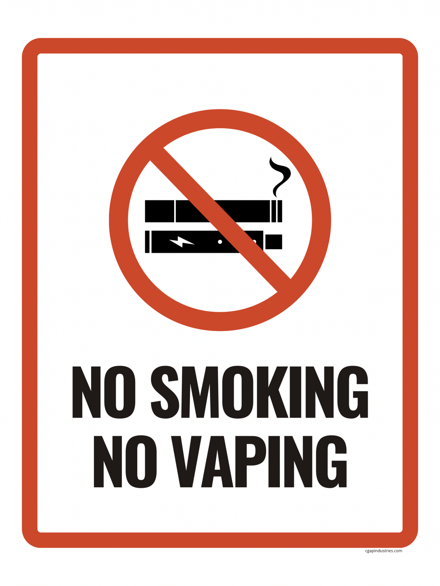 No Smoking No Vaping Sign – Red & White Peel - and - Stick Safety Decal (8.5 × 11 in) | CGAP Safety - CGAP Industries