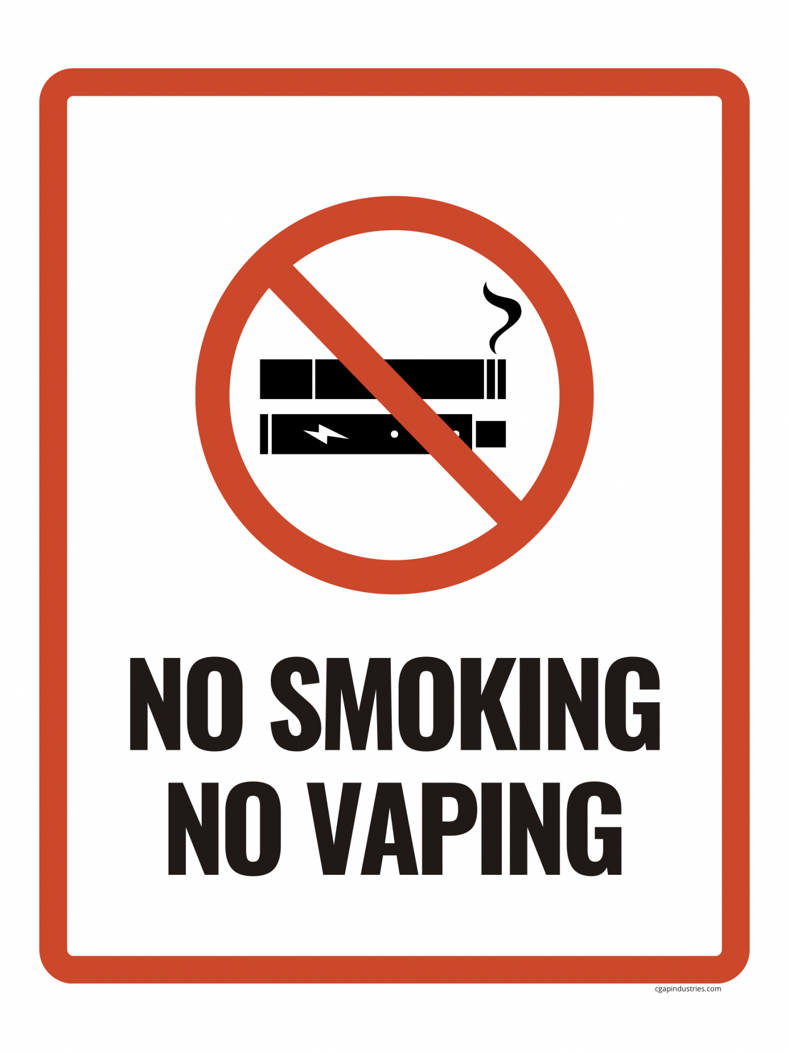 No Smoking No Vaping Sign – Red & White Peel - and - Stick Safety Decal (8.5 × 11 in) | CGAP Safety - CGAP Industries