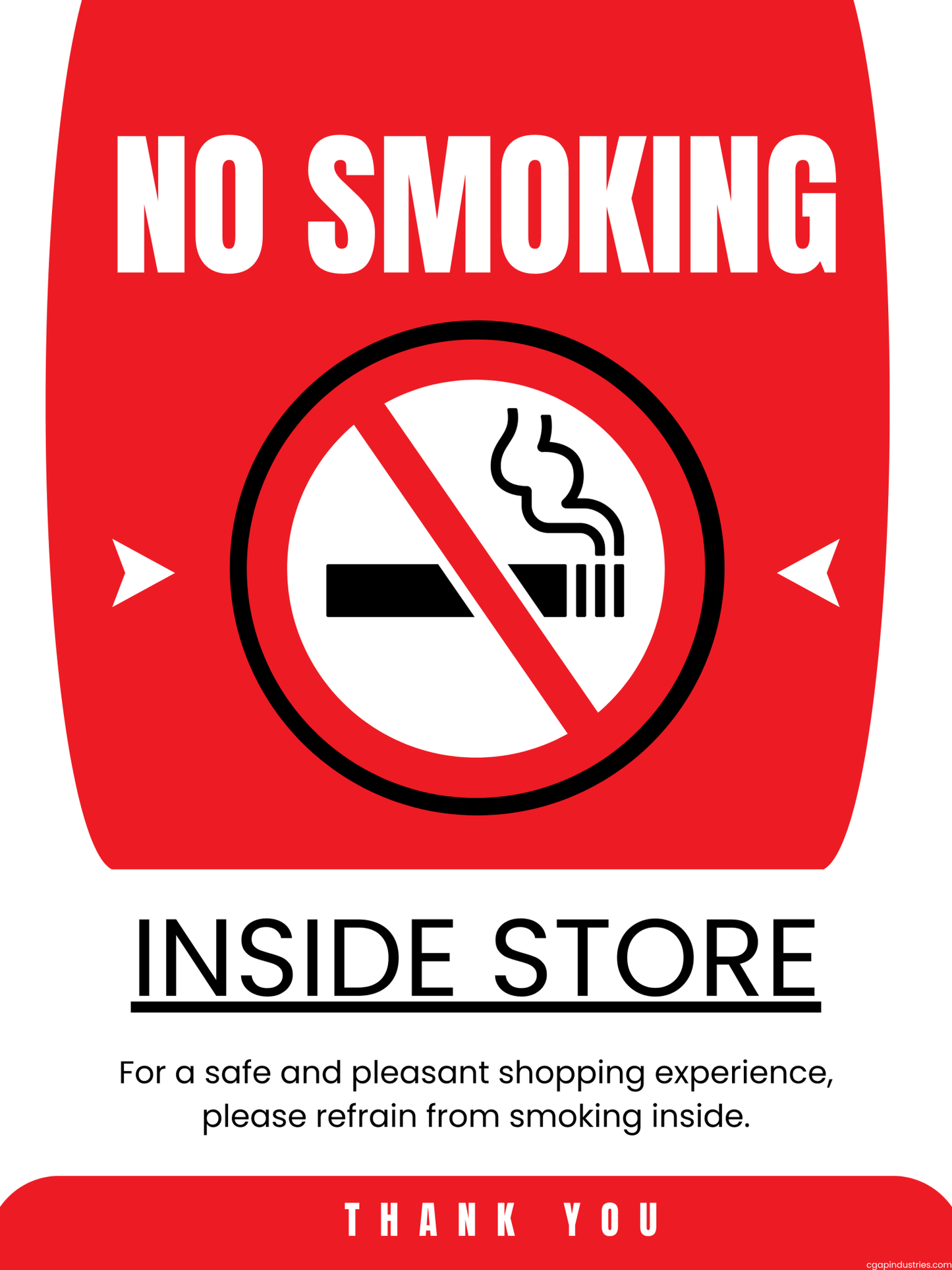 No Smoking Sign – “Inside Store” Retail Message | Indoor/Outdoor Safety Decal (8.5 × 11 in) | CGAP Safety - CGAP Industries