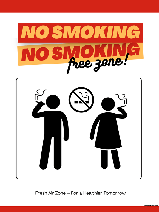No Smoking Sign – “No Smoking Free Zone” Fresh Air Design | Indoor/Outdoor Safety Decal (8.5 × 11 in) | CGAP Safety - CGAP Industries