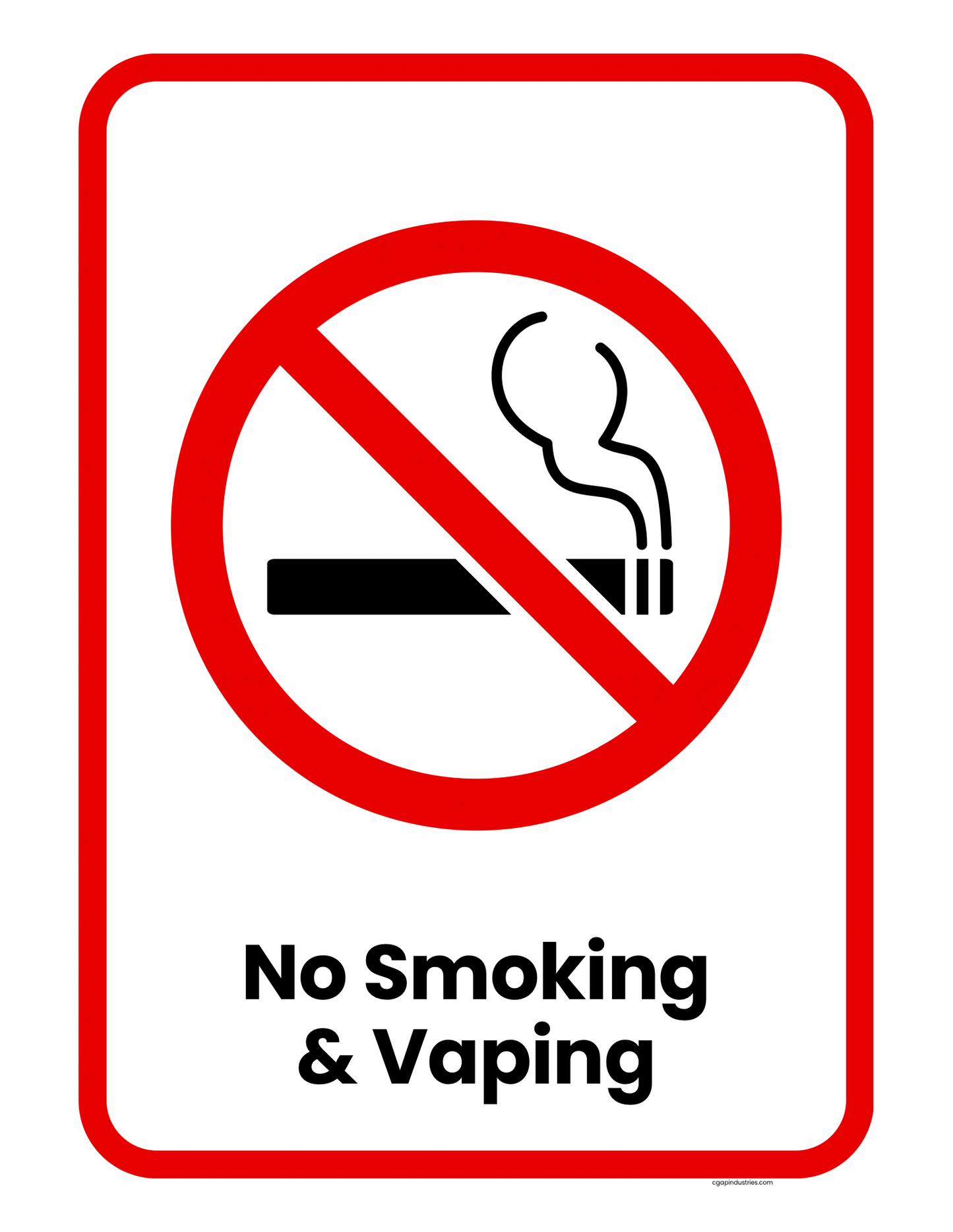 No Smoking & Vaping Sign – Red & White Safety Decal (8.5 × 11 in) - CGAP Industries